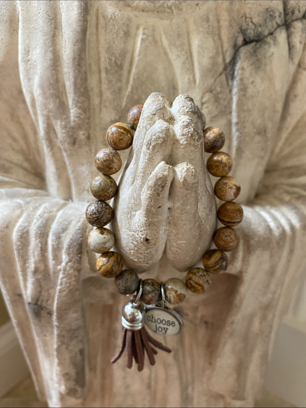 Picture Jasper Stone Bead Bracelet
